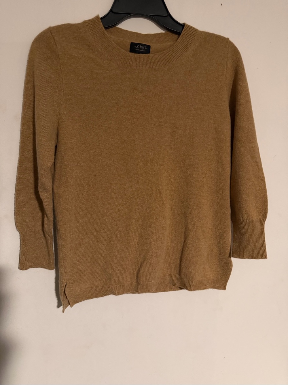 J. Crew Women's Cashmere Crewneck Sweater in Camel S EUC